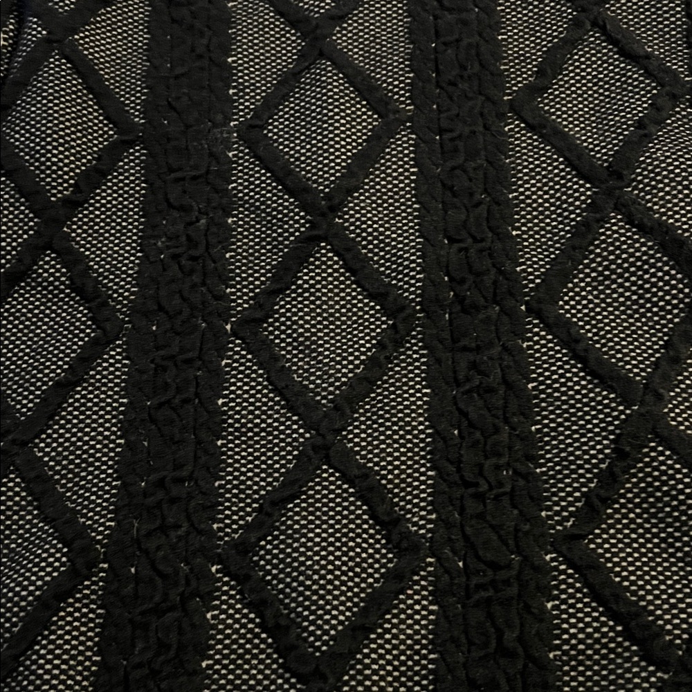 Worthington Black Embroidered Overlay Quarter Sleeve Sweater Diamond Pattern L - Picture 8 of 8